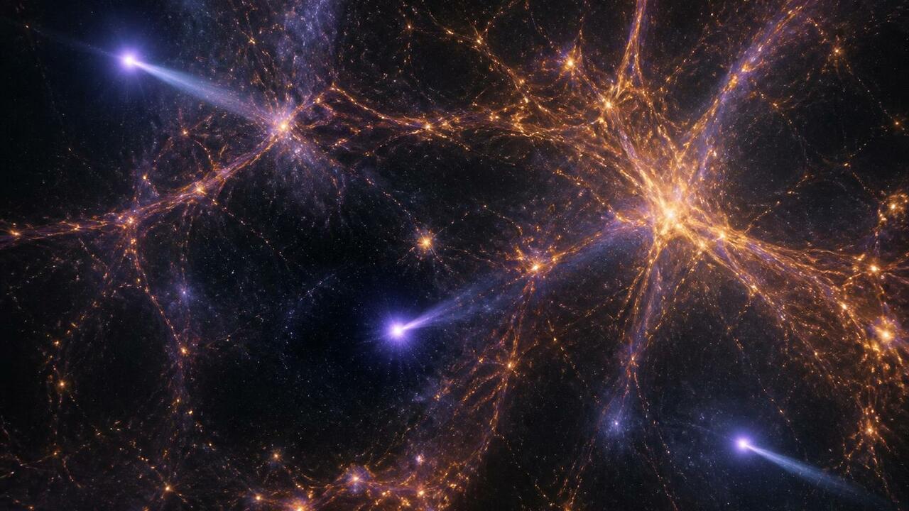 Распад темной материи на гравитоны предложили искать в космических нитях Физики предложили искать распад темной материи ...