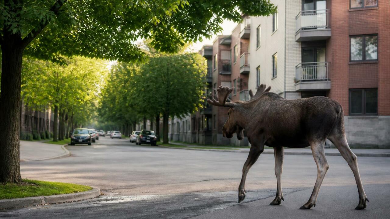 Лось, гулявший по улицам Ижевска 4 сентября, во...
