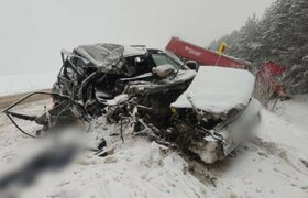 Под Ижевском в столкновении легковушки и грузов...